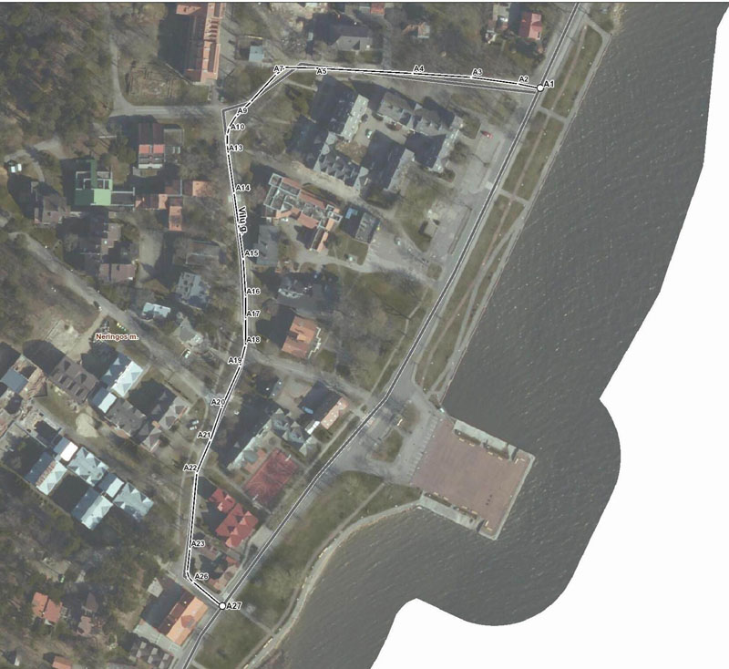 Vilų gatvės išdėstymo planas.