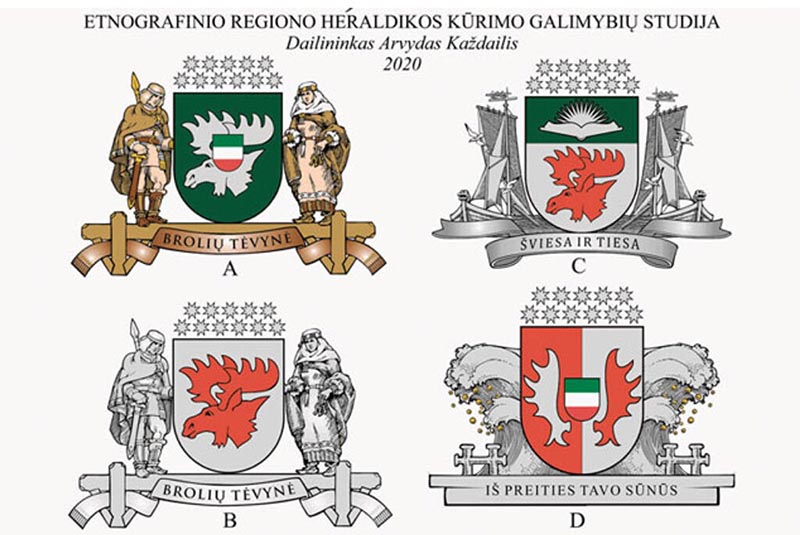 Dailininko Arvydo Každailio Mažosios Lietuvos etnografinio regiono heraldikos kūrimo galimybių studija. 