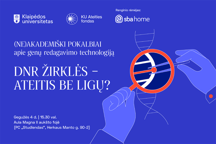 Jos pagrindu sukurti genų redagavimo įrankiai iš pagrindų pakeitė visą genų inžinerijos sritį – iki tol ilgi, brangūs ir sudėtingi procesai tapo pigesni, greitesni ir tikslesni. CRISPR-Cas genų redagavimo technologijos pritaikymo galimybes ir ateities perspektyvas renginio dalyviams pristatys Karolina Makovskytė, UAB „Caszyme“ verslo vystymo vadybininkė, molekulinės biologijos studijų VU absolventė. Klausimai prelegentei aktualūs kiekvienam: ar įmanomas gyvenimas be ligų, kada gebėsime modifikuoti savo DNR ir „iškirpti“ organizme sutrikimus lemiančias genetinio kodo mutacijas?  Renginys, vyksiantis Aula Magna II aukšto fojė (PC „Studlendas“, Herkaus Manto g. 90-2), atviras visuomenei. Jo pradžia – 15.30 val.   Registracijos į renginį forma: https://byt.lt/9biMp . 