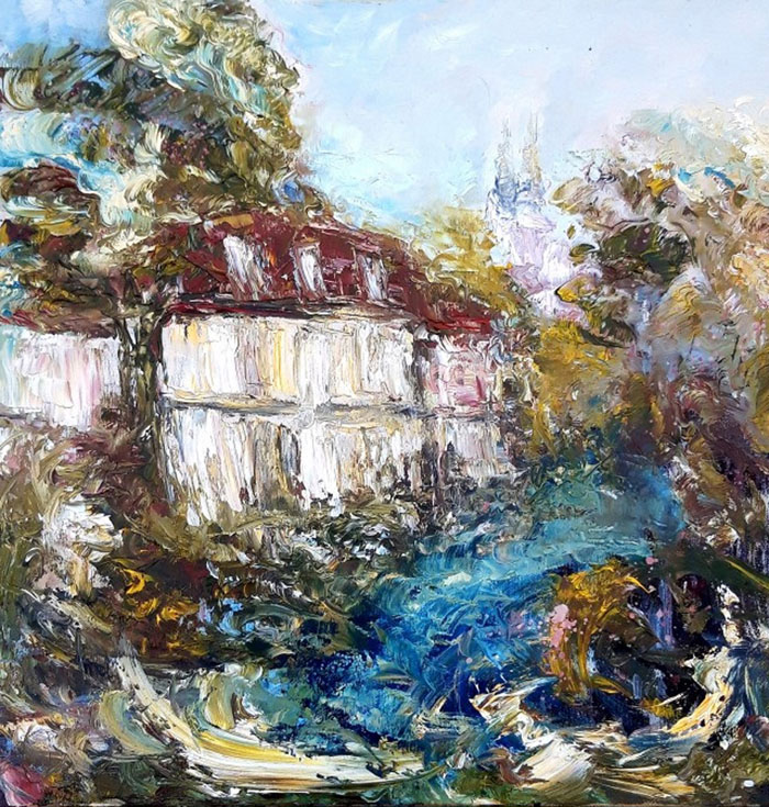 Vilnelės šokis Užupis2, 50 x 50, aliejus, drobe