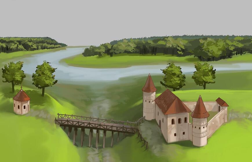 Lapių pilies vaizdas XVII a.