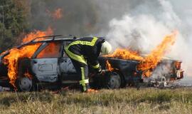 Kelyje Rietavas-Plungė sudegė automobilis