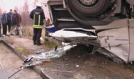 Klaipėdoje apvirto vilkikas su mėsos kroviniu