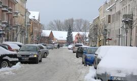 Klaipėdos senamiestis. Sniegas ir varvekliai