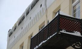 Klaipėdos senamiestis. Sniegas ir varvekliai