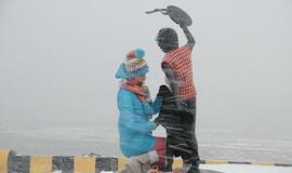 Berniukas su šuneliu pasipuošė Kalėdoms