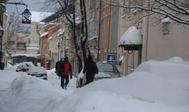 Klaipėdos senamiestis. Sniegas ir varvekliai