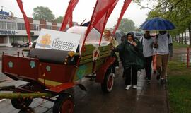 "Vilties bėgimas": tempiamas plytų vežimas