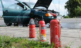 Ant viaduko užsidegė automobilis