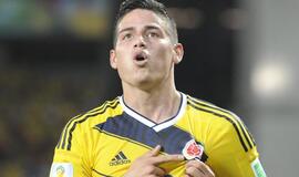 Kolumbijos futbolininkai pirmą kartą istorijoje iškopė į pasaulio čempionato ketvirtfinalį