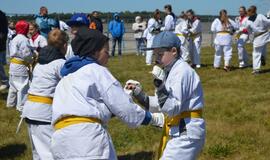 Lėktuvų kilimo ir tūpimo take – karatistų pasirodymas