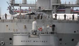 Į Klaipėdą atvyko JAV karinis jūrų laivas USS Mount Whitney