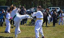 Lėktuvų kilimo ir tūpimo take – karatistų pasirodymas