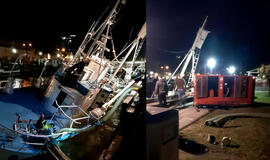 Skendęs žvejybinis laivas jau rytoj gali būti doke