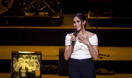 Meghan Markle Ukrainos komandą „Invictus“ žaidynėse pasveikino „Slava Ukraini“ šūkiu. 