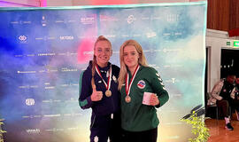 PRIZININKĖS. Anai Starovoitovai (kairėje) ir Beatai Galdikaitei Suomijoje sužibo bronzos medaliai. Asmeninio archyvo nuotr.