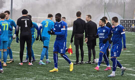 IŠVYKA. Plungėje neptūniečiai turėjo pirmąją 2024 metų repeticiją ir ji buvo sėkminga - iškovota pergalė rezultatu 1:0. FC „Neptūnas“ nuotr.