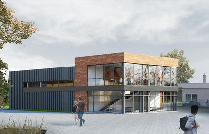 STATYBA. Bendrovė "Naujosios statybos idėjos" planuoja statyti naują prekybinės paskirties pastatą. "Danės projektai" vizualizacija