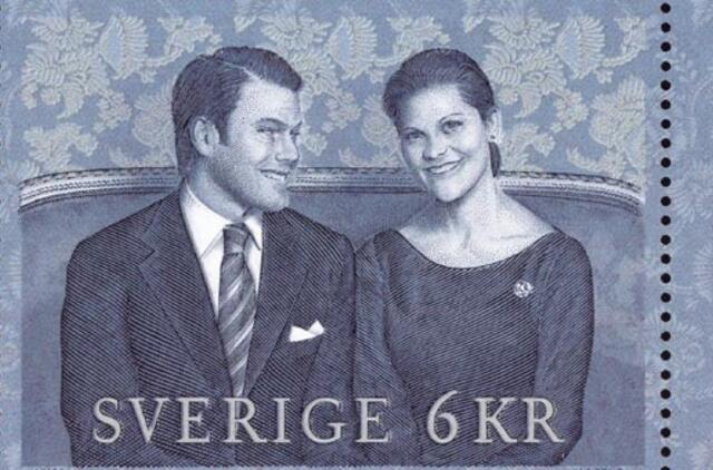 Švedijos paštas išleido pašto ženklą su princesės Viktorijos ir būsimo jos vyro atvaizdu
