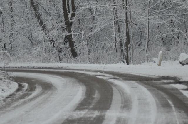 Vairuotojams: keliai slidūs, pažeme pusto