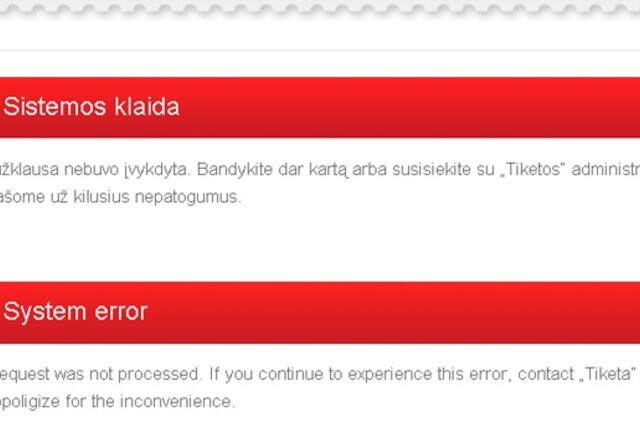 Vietoj bilieto į čempionatą - "sistemos klaida"