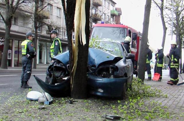 Jaunąjį vairuotoją sustabdė medis