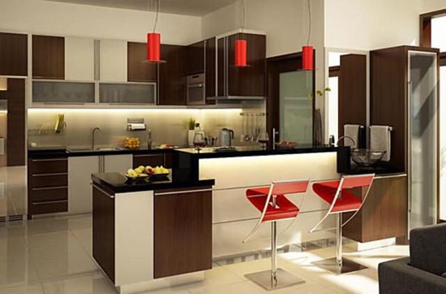 Spalvos virtuvės interjere