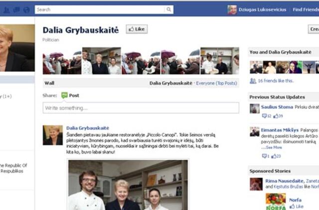 Dalia Grybauskaitė populiarumu "Facebook" lenkia daugelį Vakarų politinių lyderių