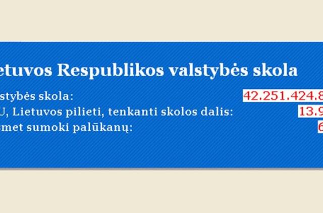 Skolos skaitiklis: lapkritį centrinės valdžios vidaus skola padidėjo 0,4 mln. litų