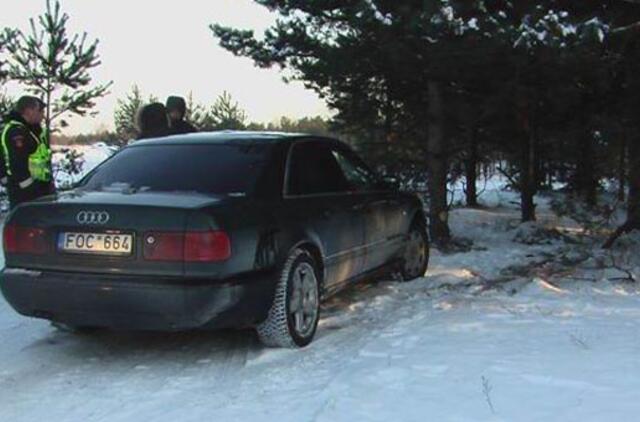 Kairių poligone "Audi" trenkėsi į medį