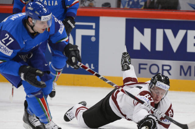 Latvijos ledo ritulininkai pasaulio čempionate nugalėjo italus