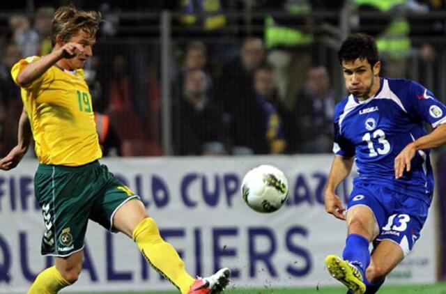 Lietuvos futbolininkai pralaimėjo Bosnijos ir Hercegovinos rinktinei