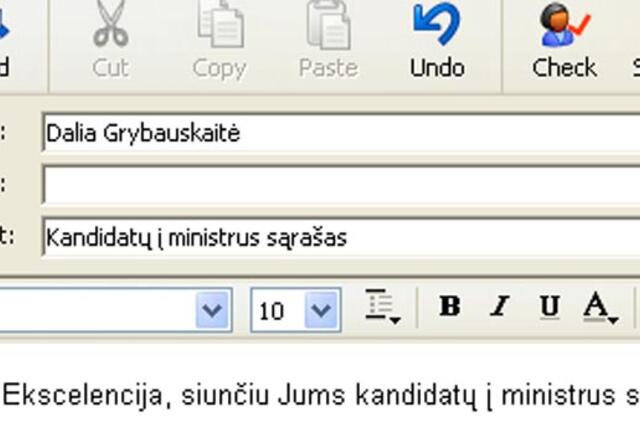 Algirdas Butkevičius kandidatų į ministrus pavardes Prezidentei nusiuntė elektroniniu paštu