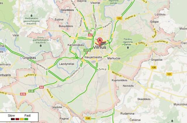 "Google" suteikia galimybę vilniečiams realiu laiku sužinoti eismo sąlygas