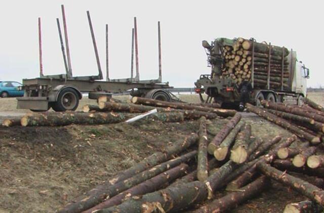 Miškovežis kelyje išbarstė medieną