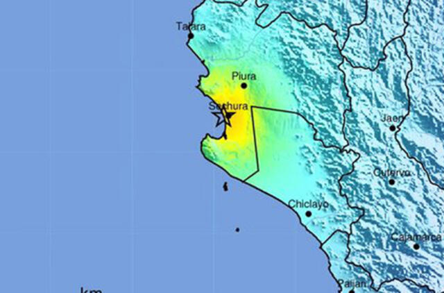 Peru įvyko 6,3 balo žemės drebėjimas