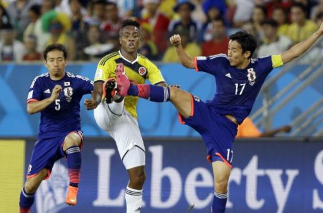 Kolumbijos futbolininkai pergale baigė pirmąjį pasaulio čempionato etapą