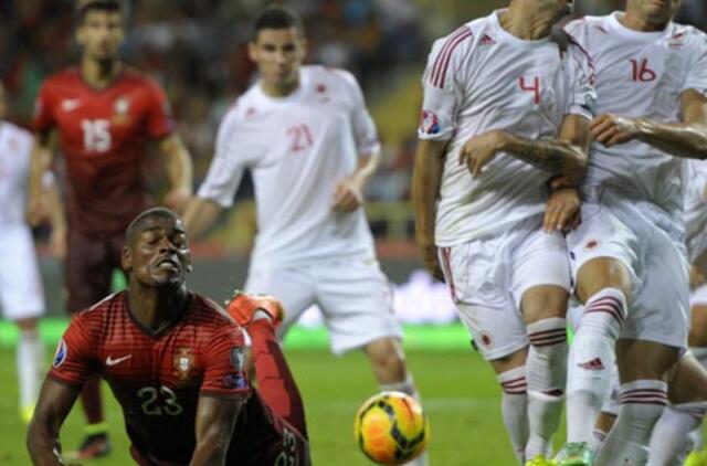 Portugalijos futbolininkai Europos čempionato atrankoje pralaimėjo albanams