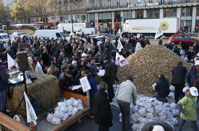 Paryžiuje dėl Rusijos embargo patirtų nuostolių protestuoja prancūzų ūkininkai