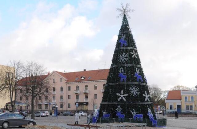 Klaipėdos šventinė eglė - lyg dryžuotas megztinis