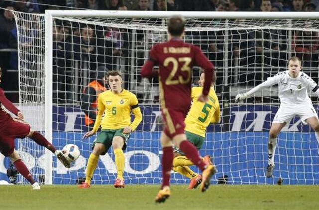 Lietuvos futbolininkai 0:3 pralaimėjo Rusijos komandai