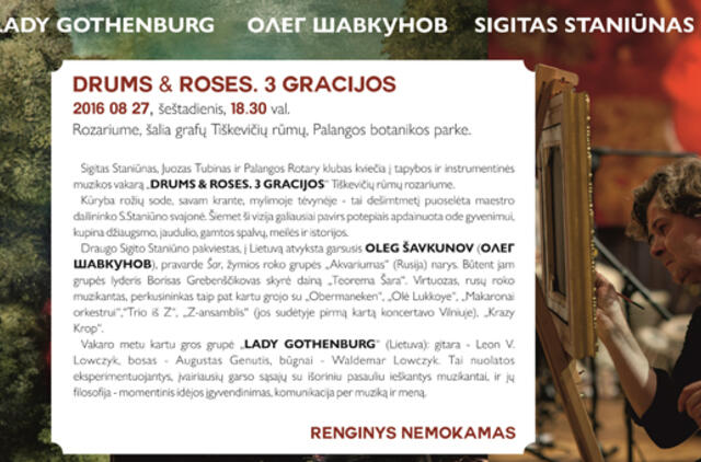 Kviečia tapybos ir instrumentinės muzikos vakaras „DRUMS & ROSES. 3 GRACIJOS“