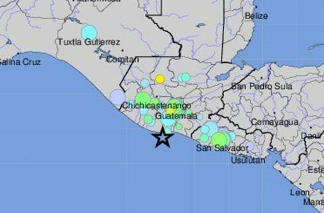 Prie Gvatemalos krantų įvyko 6,8 balo žemės drebėjimas
