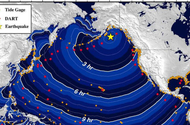 Prie Aliaskos krantų - galingas žemės drebėjimas, įspėta apie cunamį