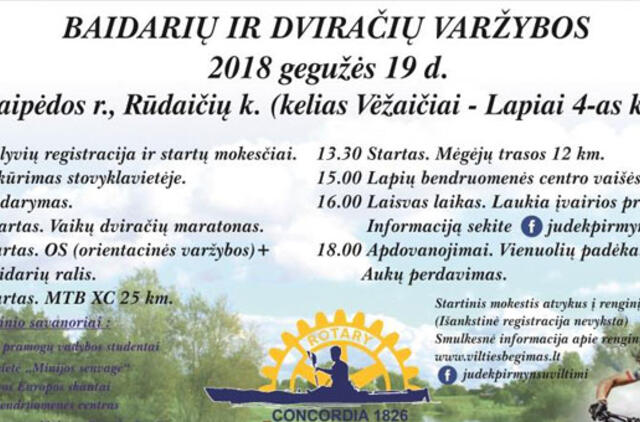 Baidarių ir dviračių varžybos „Judėk pirmyn su Viltimi! – 2018“