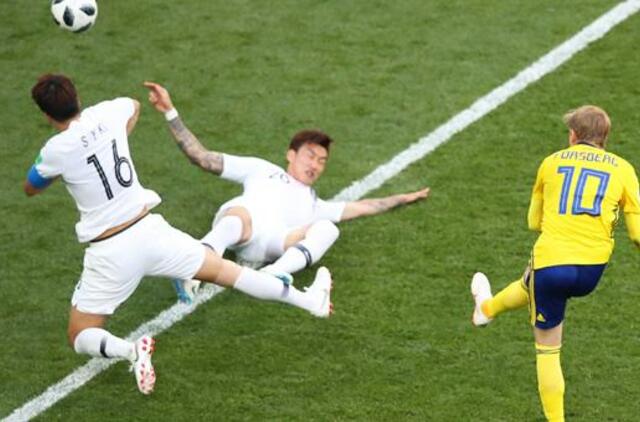 Švedijos futbolininkai pasaulio čempionate įveikė Pietų Korėją