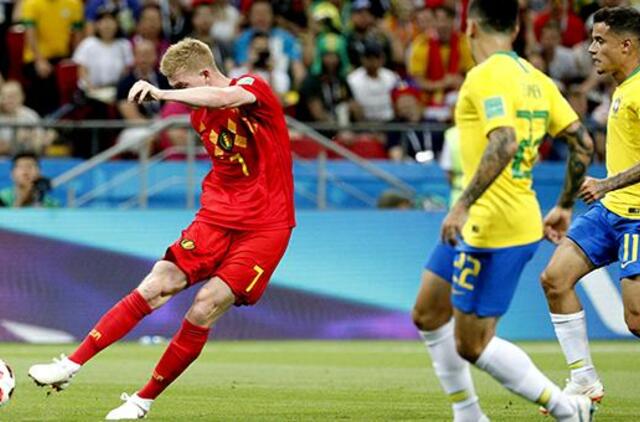 Belgijos futbolininkai įveikė brazilus ir pateko į čempionato pusfinalį