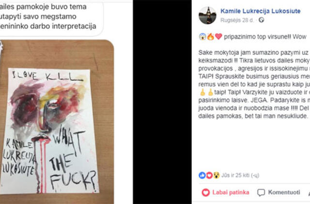 Po provokuojančio mokinio piešinio – ir menininkės pyktis