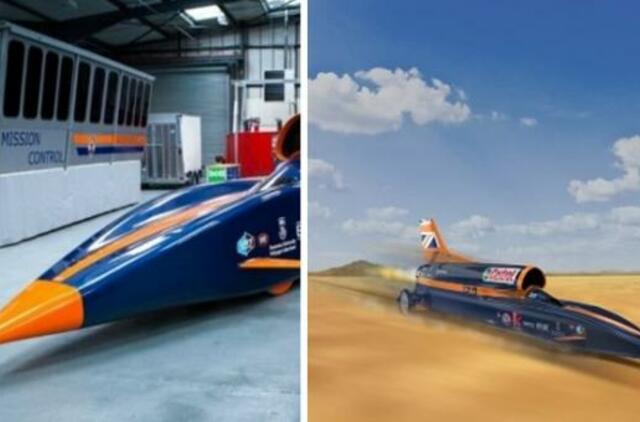 PAR: bolidas „Bloodhound LSR“ Kalahario dykumoje pasiekė 806 km/val. greitį