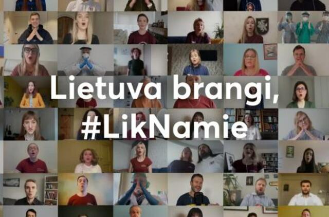 Likti namuose kviečia virtualaus choro ir Vaido Baumilos atliekama daina „Lietuva brangi“, nusifilmavo ir būrys garsenybių